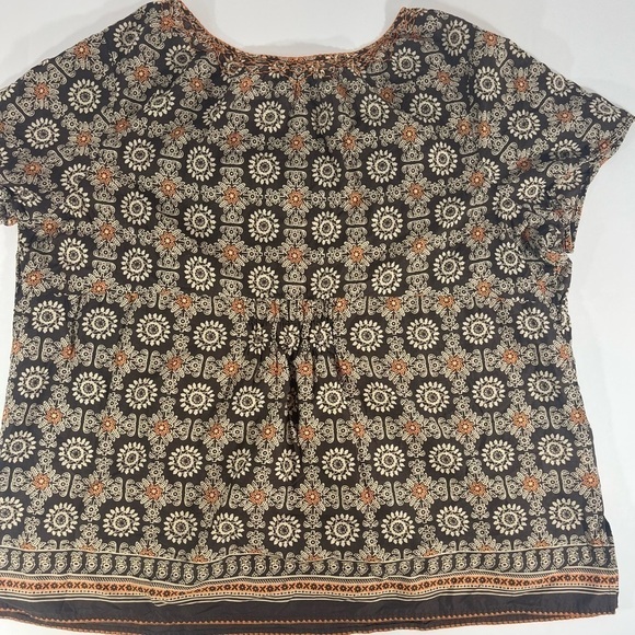 EDDIE BAUER Women's Lightweight Top Sz 3X Boho Brown/Orange Peasant Embroidered - Picture 7 of 11
